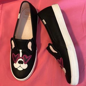 Kate Spade Black Kids Shoes with Pink Heart Design